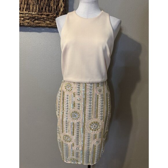 ASOS Sequin Scuba Sheath Dress 8 Stretch Party Wedding Cruise Washable - Picture 4 of 11